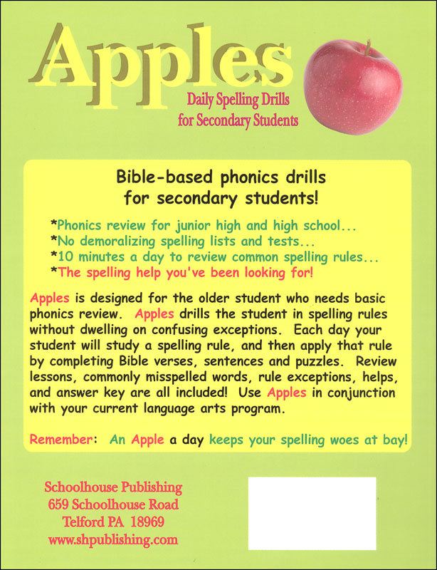 apples-daily-spelling-drills-for-secondary-students-schoolhouse-publishing-9780975854303