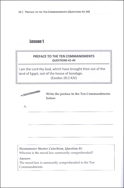 Westminster Shorter Catechism for Kids Workbook 5 The Ten Commandments