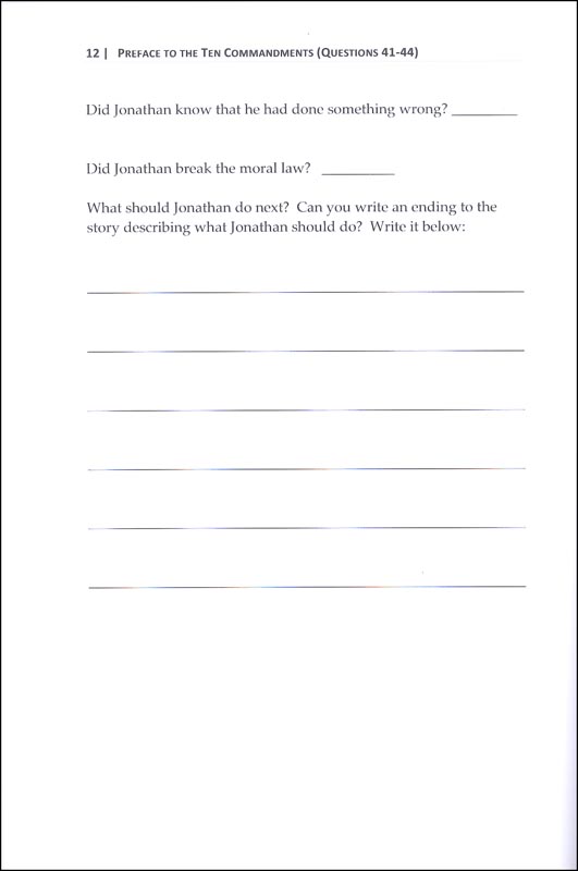 Westminster Shorter Catechism for Kids Workbook #5 The Ten Commandments ...