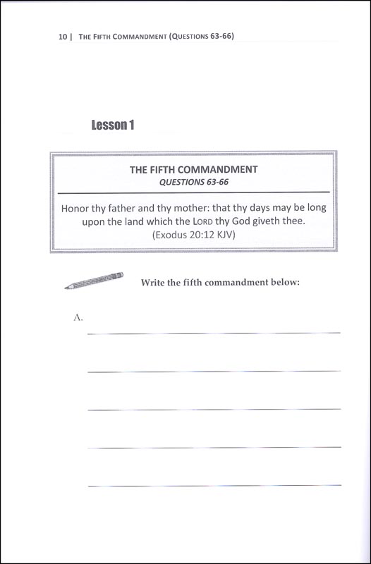 Westminster Shorter Catechism for Kids Workbook #6 The Ten Commandments ...