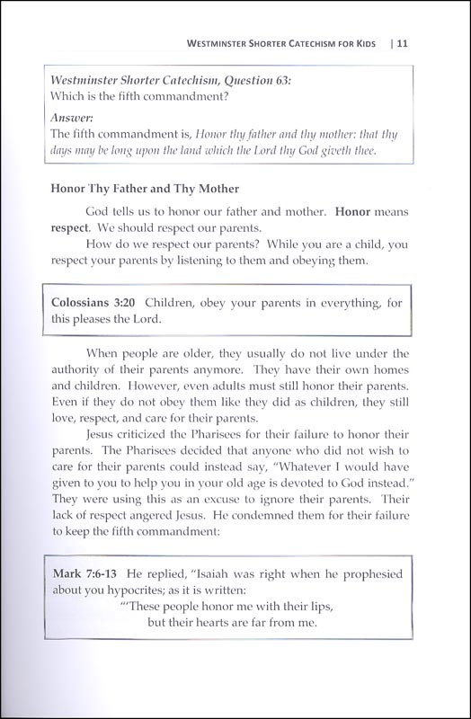 Westminster Shorter Catechism for Kids Workbook 6 The Ten Commandments