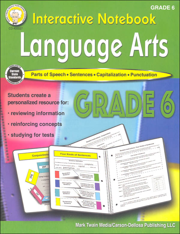 Language Arts Interactive Notebook - Grade 6 | Mark Twain Media |  9781622237616