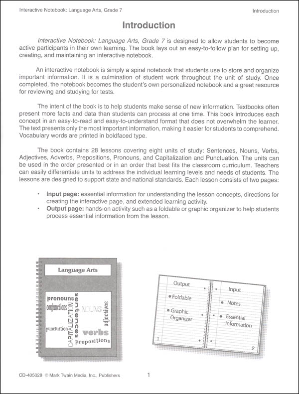 Language Arts Interactive Notebook - Grade 7 | Mark Twain Media