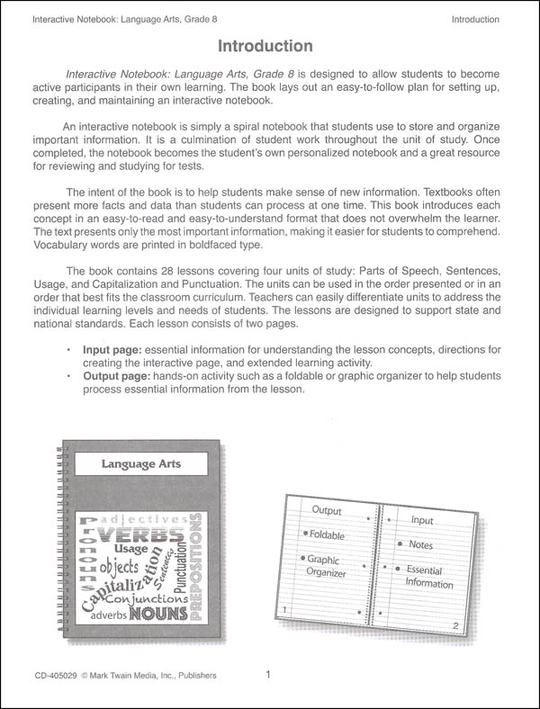 Language Arts Interactive Notebook Grade 8 Mark Twain Media