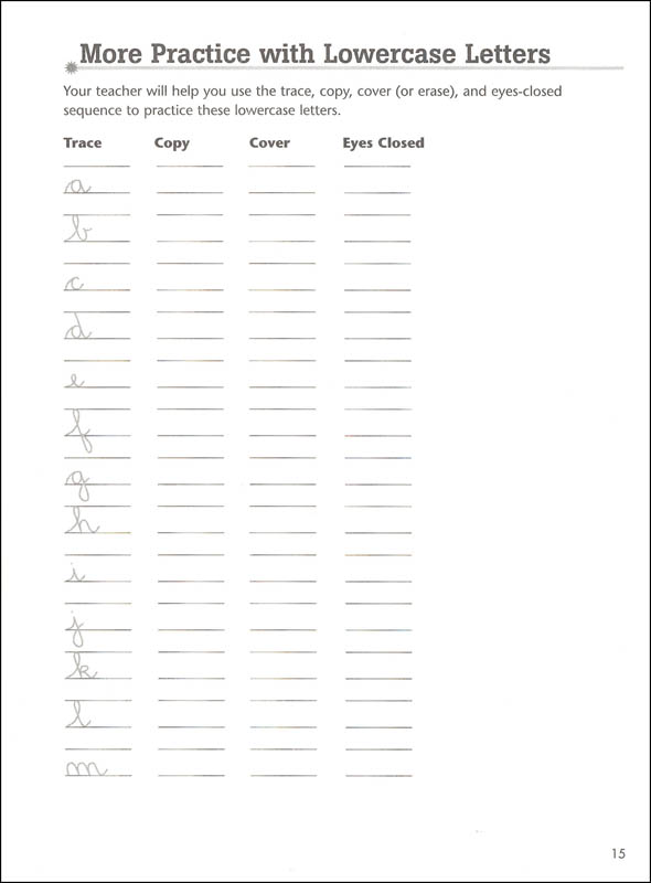 cursive writing skills for left handed students
