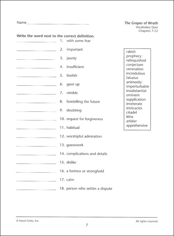 Grapes of Wrath Student Pack Novel Units 9781561373000