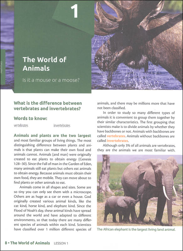 World of Animals Student Book (God's Design for Chemistry) 4th Ed. |  Answers in Genesis | 9781626914308