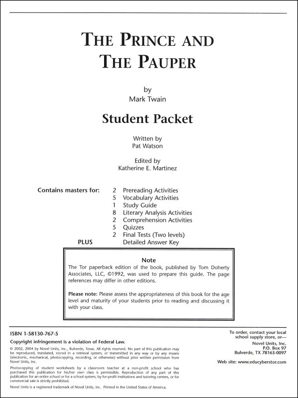 the prince and the pauper novel the prince and the pauper novel