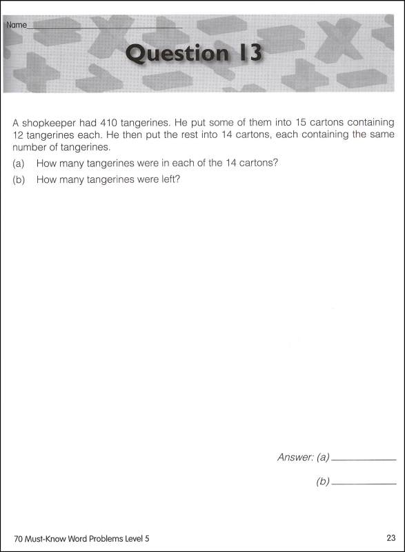 Singapore Math 70 Must-Know Word Problems Grade 6 