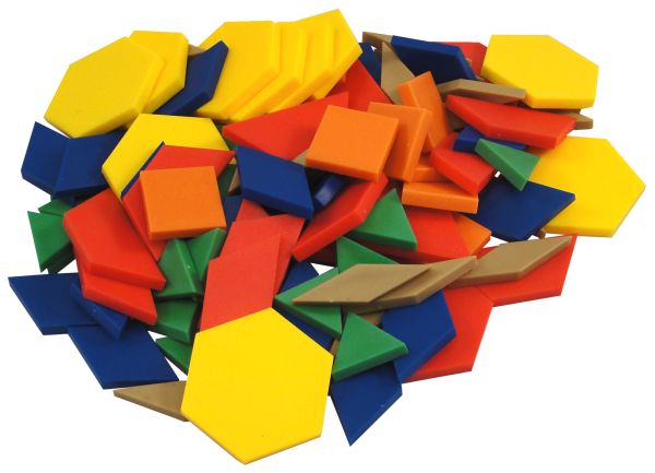 Set of 100 Plastic Pattern Blocks (.5 cm thick)