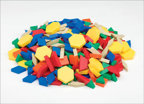 Set of 250 Plastic Pattern Blocks (1 cm thick)