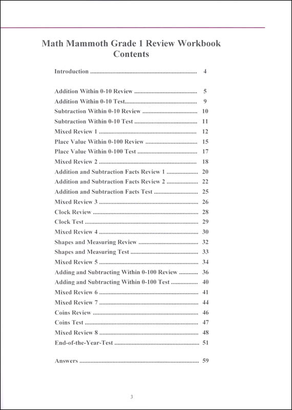 Math Mammoth Review Workbook Grade 1 Taina Maria Miller 9781942715429