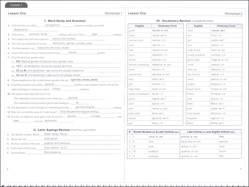 Second Form Latin Workbook Key,Second Edition | Memoria Press ...