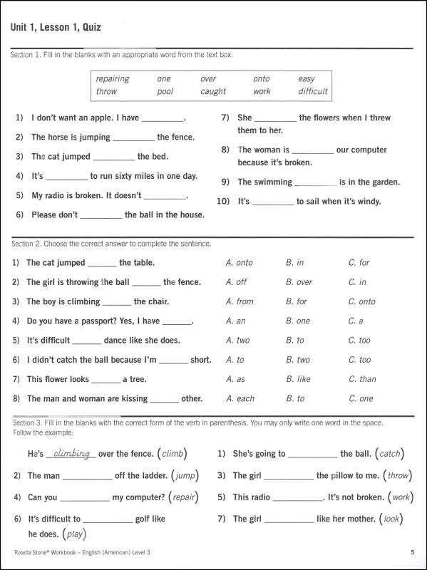 rosetta stone spanish workbook