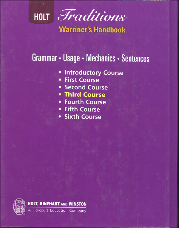 Warriner's Handbook Third Course Grade 9 Student Text Only (Holt