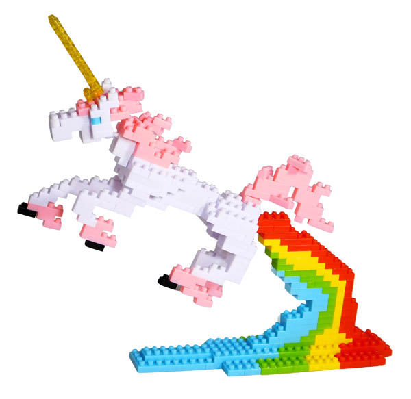 Unicorn with Rainbow 3D Pixel Puzzle