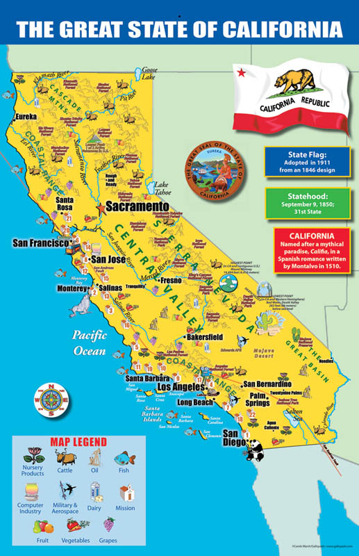 California State Map Chart (11" x 17")