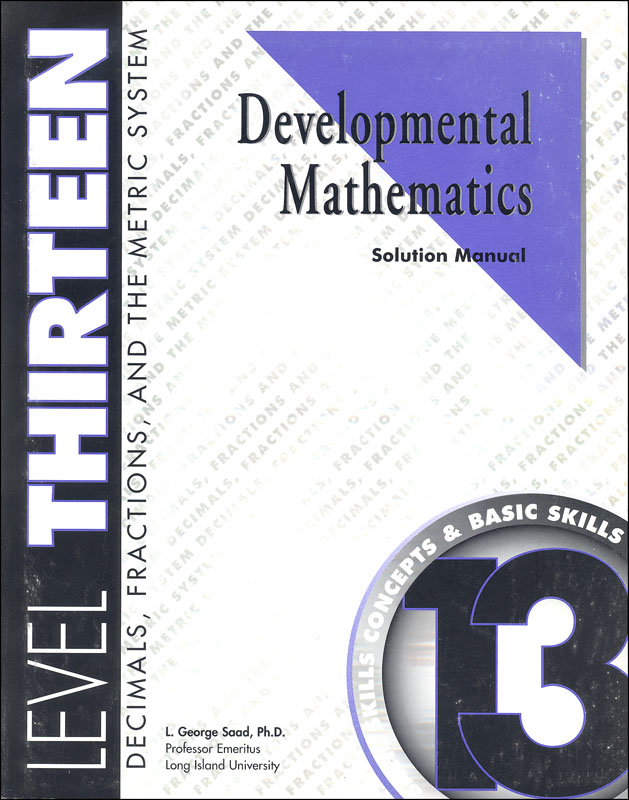 Developmental Math Level 13 Solution Manual