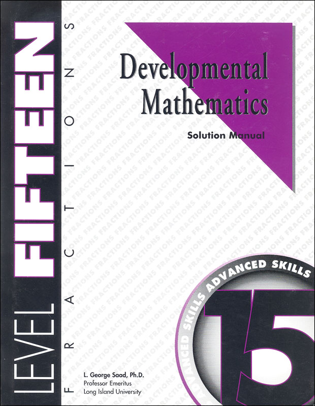 Developmental Math Level 15 Solution Manual Mthematics Program