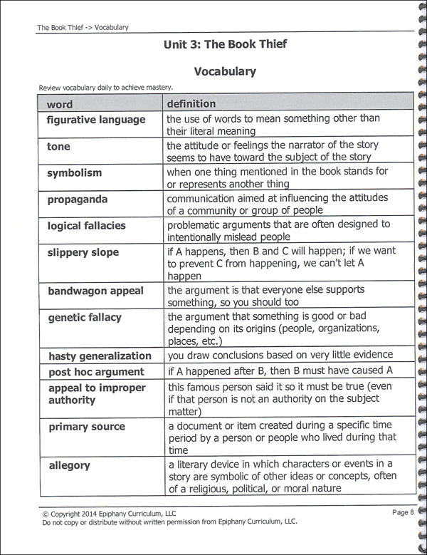 Book Thief Literature Unit | Epiphany Curriculum | 9781638511663