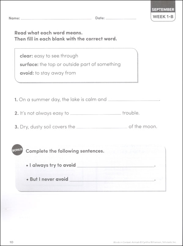 Words in Context - Animals (Grades 1-2) | Scholastic Teaching Resources ...