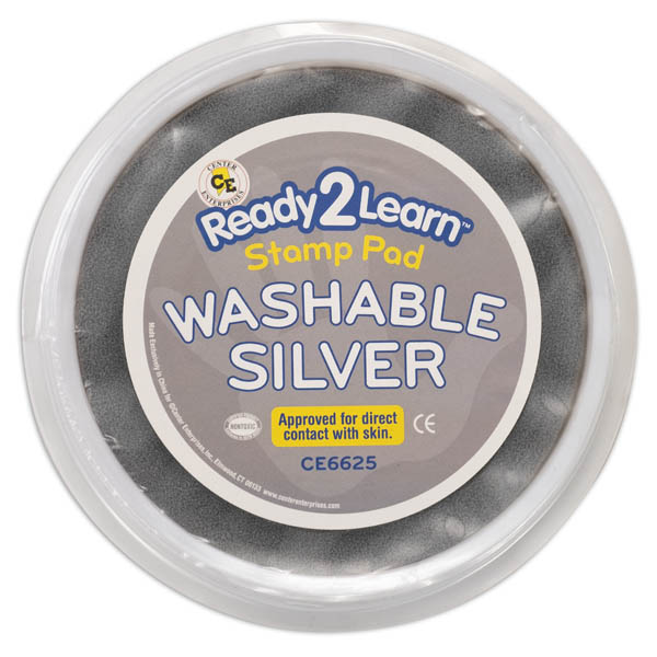 Jumbo Circular Washable Pad Silver Ready 2 Learn Stamp Pad Center