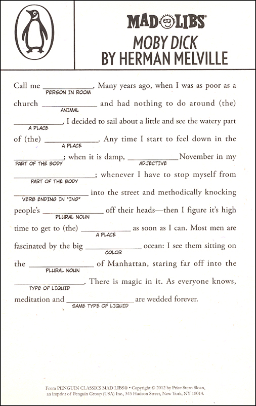 Penguin Classics Mad Libs Price, Stern, Sloan 9780843171969