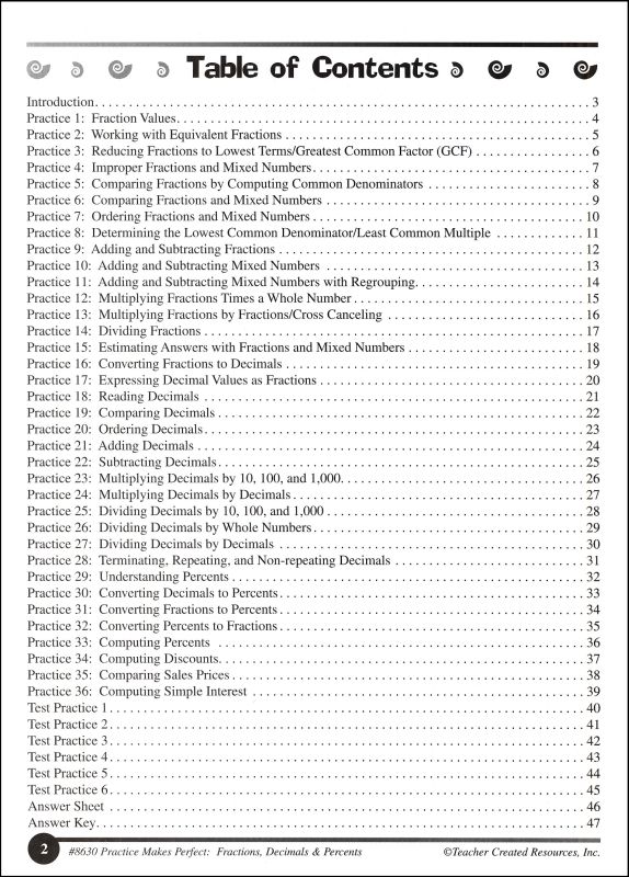 Fractions Decimals Percents Grade 5 Practice Makes Perfect Fractions Decimals Percents Grade 5