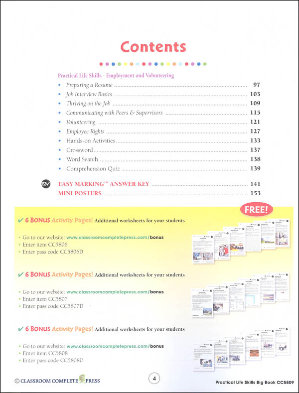 Practical Life Skills Big Book | Classroom Complete Press | 9781773448138