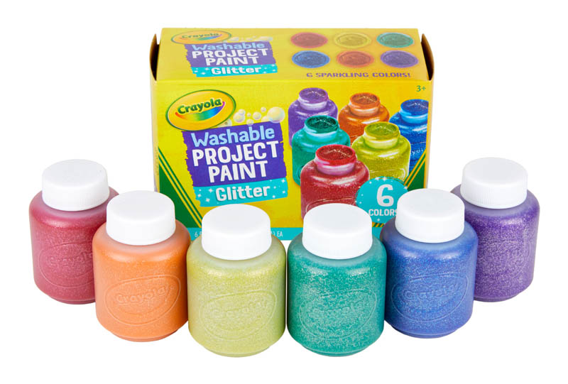 Crayola Washable Project Paint, Glitter 2 oz Bottles (6 count) Crayola