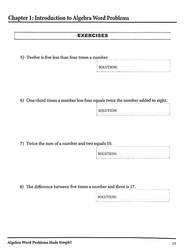 Algebra Word Problems Made Simple Math Essentials 9780999443347