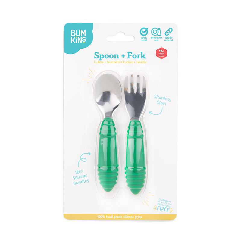 Silicone Spoon + Fork - Jade