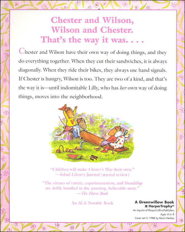 Chester's Way | Greenwillow Books | 9780688154721