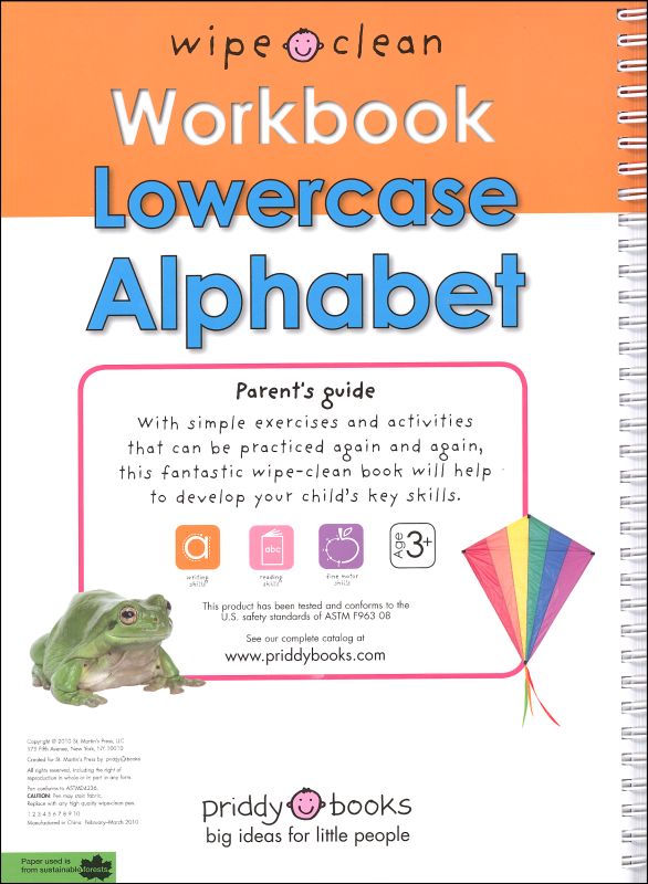 Wipe Clean Workbooks Lowercase Alphabet Priddy Books 9780312508685
