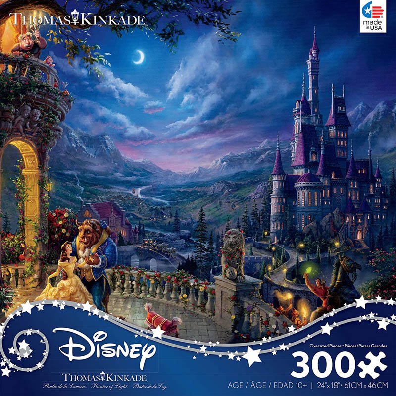 Beauty and the Beast in the Moonlight Puzzle (Thomas Kinkade Disney Collection) 300 Oversized Pieces