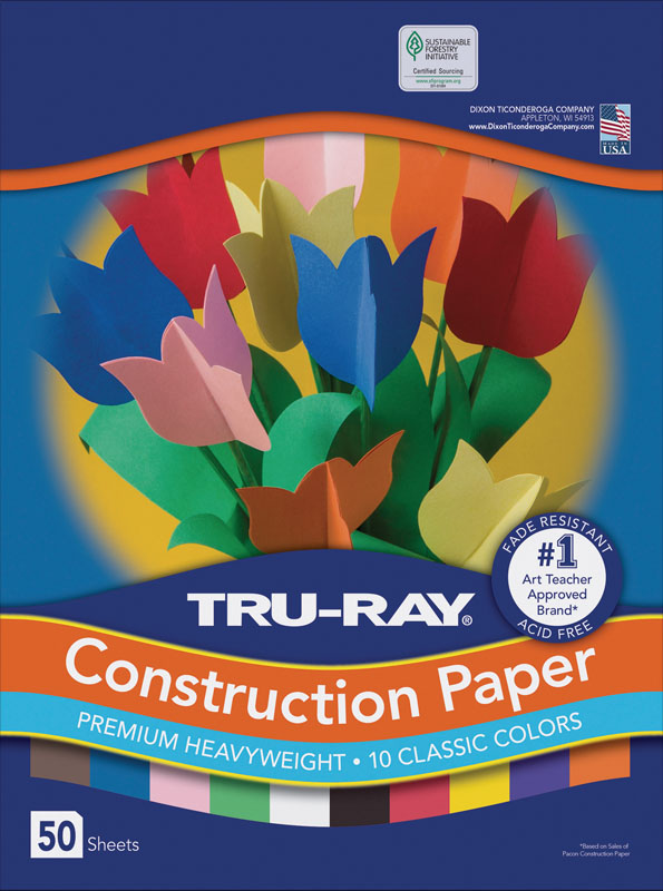 Construction Paper Fade-Resistant 9" x 12" Assorted Colors