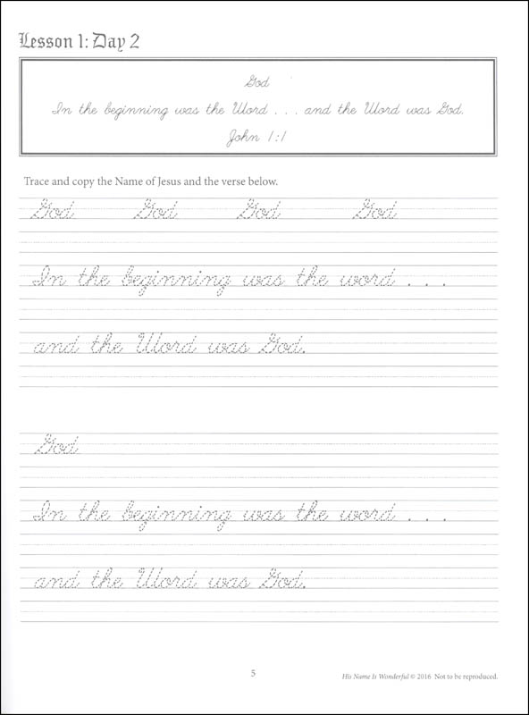 Scripture Character Writing Worksheets Zaner-bloser Advanced Cursive Db5