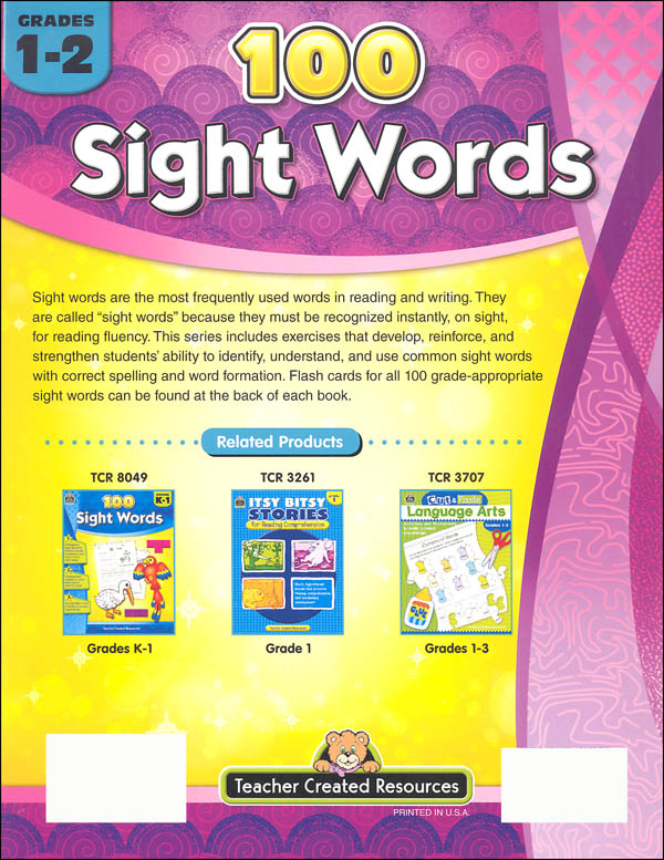 100 Sight Words - Grades 1-2 | Teacher Created Resources | 9781420680591