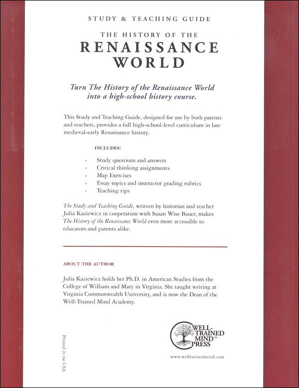 History of the Renaissance World Study and Teaching Guide Peace Hill Press 9781933339795