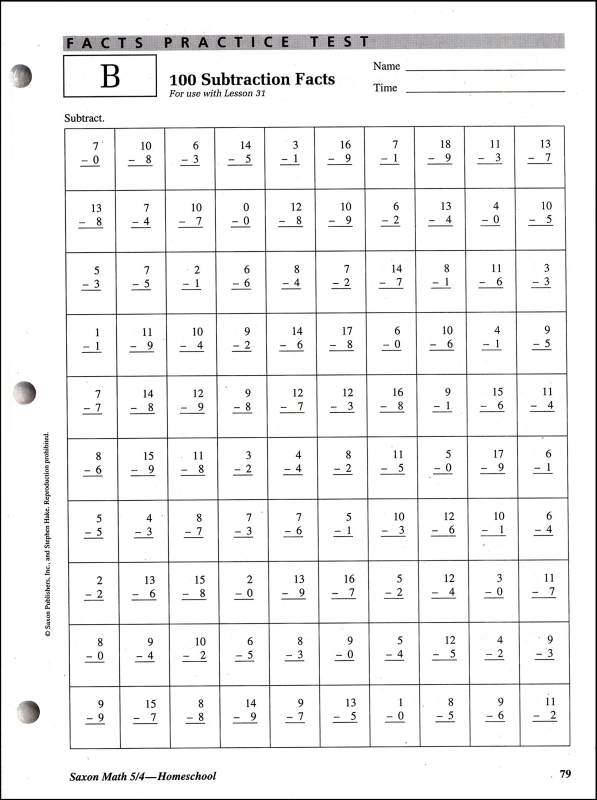 Free Saxon Math 6 5 Tests And Worksheets