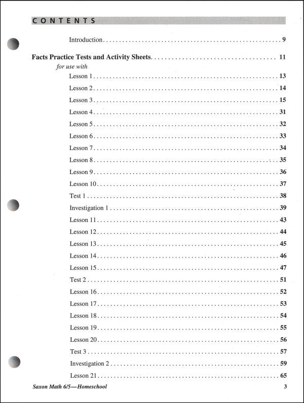 Math 6 5 Homeschool Tests And Worksheets 3rd Edition Saxon 