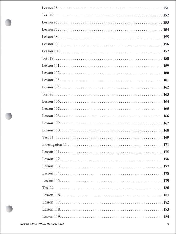 Math 7/6 Homeschool Tests and Worksheets (4th Edtion) | Saxon Publishers |  9781591413233