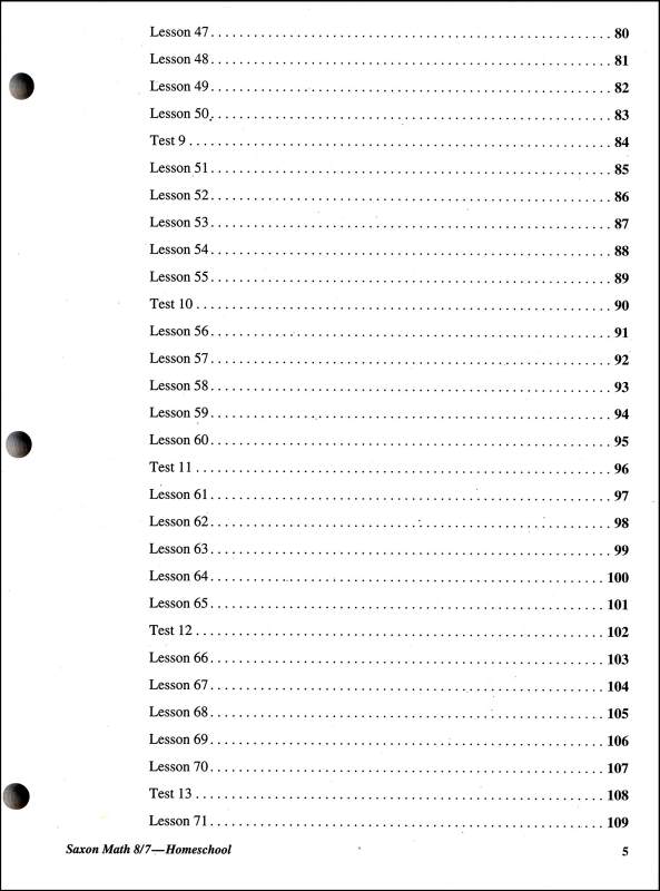 Math 8/7 Homeschool Tests and Worksheets (3rd Edition) | Saxon Publishers |  9781591413240