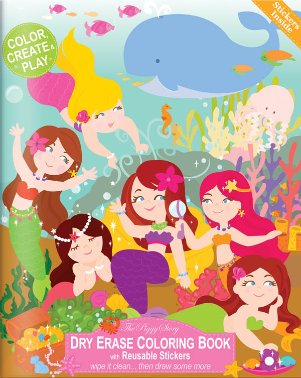Dry Erase Coloring Book - Magical Mermaids