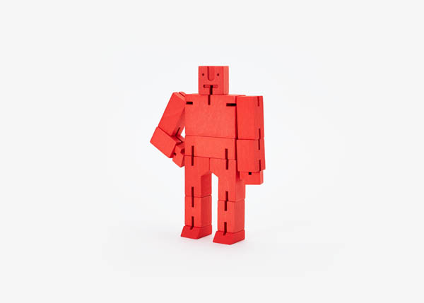 Cubebot (Wooden Toy Robot) - Small red