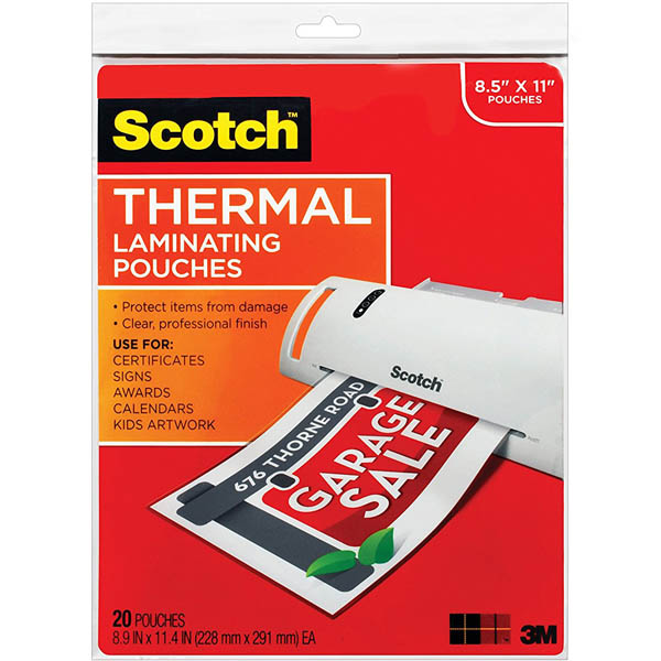 Thermal Laminating Pouches, Letter Size 8.5" x 11" 20 per pack