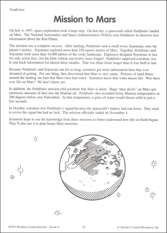 Reading Comprehension Grade 6 (PMP) | Teacher Created Resources