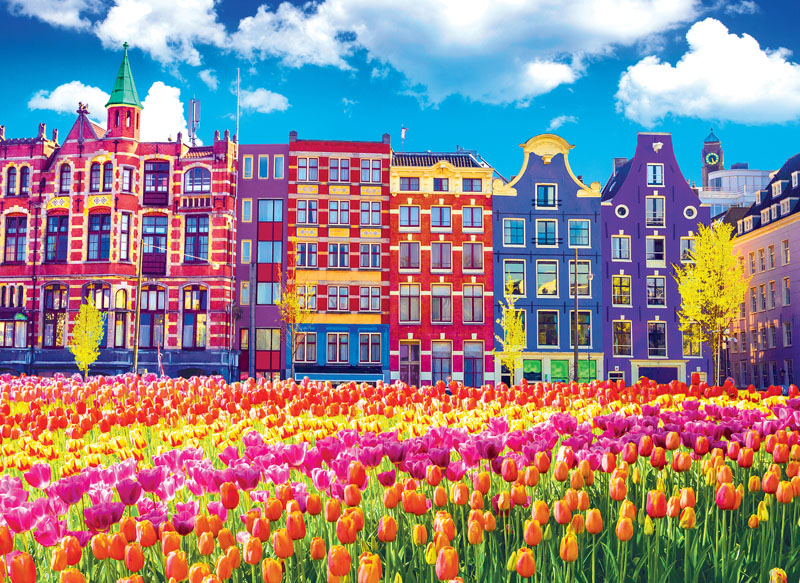 Kodak Traditional Old Buildings and Tulips in Amsterdam Puzzle (1000 piece)