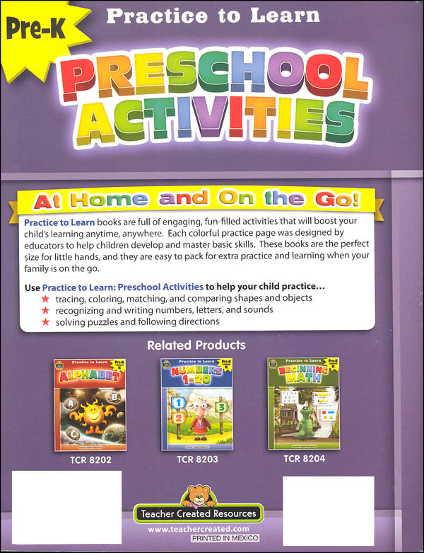 Preschool Activities (Practice to Learn) | Teacher Created Resources
