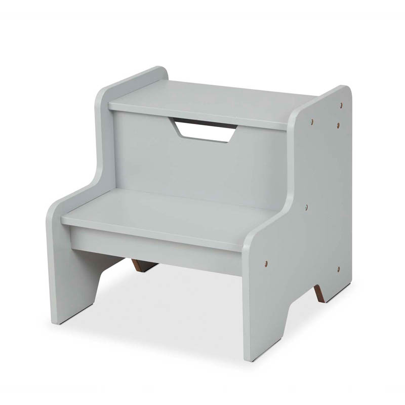 Wooden Step Stool - Gray
